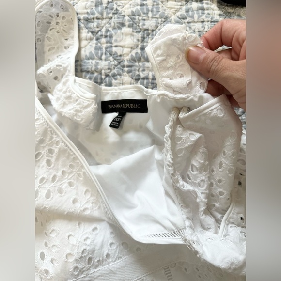 Banana Republic White Tiered Midi Sundress bodycon eyelet white size 00P - Picture 6 of 8